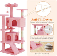 Cat Tree Tower for Indoor Cats – 54in Multi-Level with Scratching Posts & Condos
