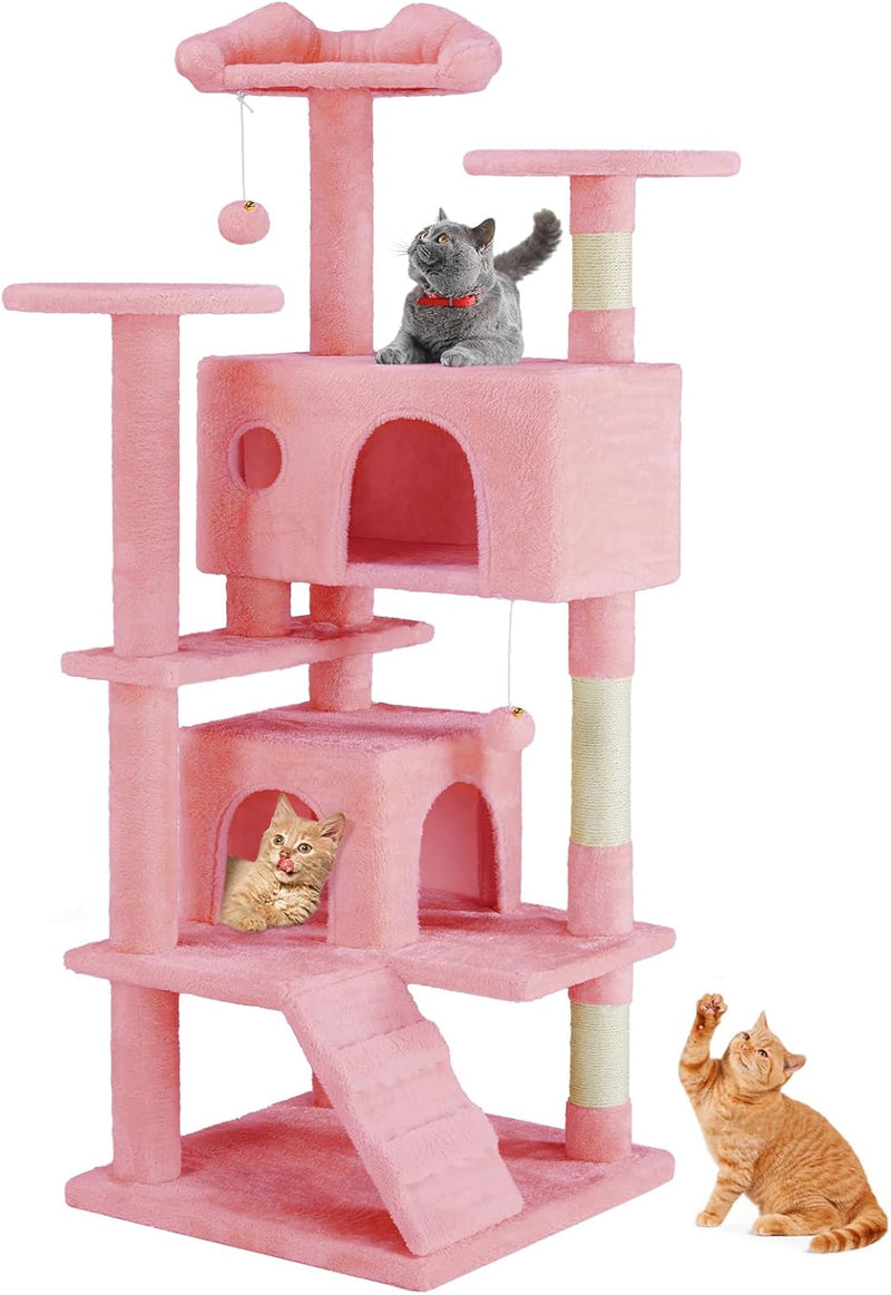 Cat Tree Tower for Indoor Cats – 54in Multi-Level with Scratching Posts & Condos