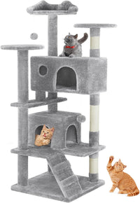 Cat Tree Tower for Indoor Cats – 54in Multi-Level with Scratching Posts & Condos