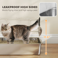 Stainless Steel Cat Litter Box – XL Enclosed with Scoop & Step