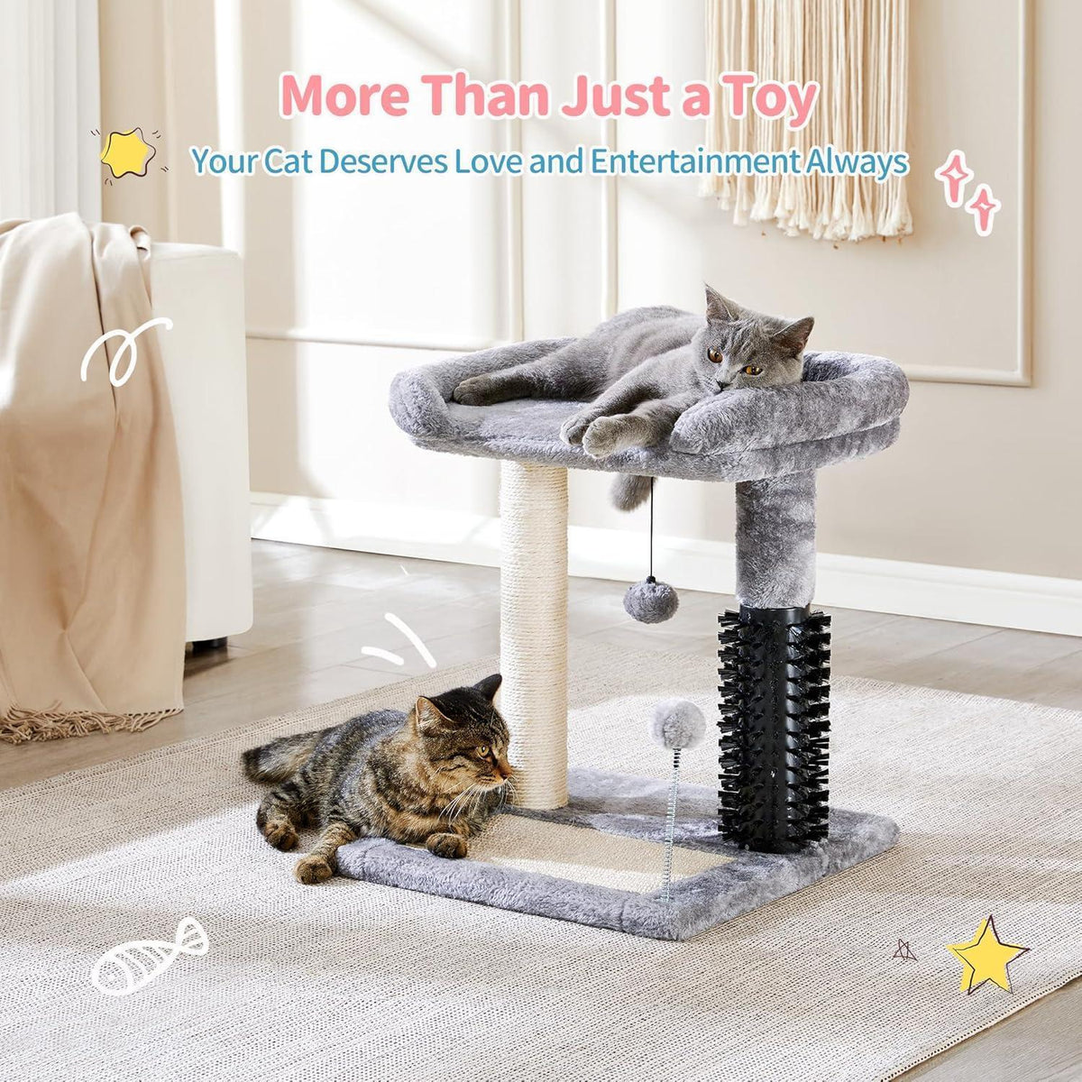 Cat Tree Tower for Small Cats & Kittens – 4-in-1 with Scratching Post