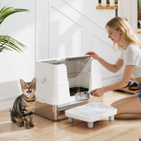 Stainless Steel Cat Litter Box – XL Enclosed with Scoop & Step