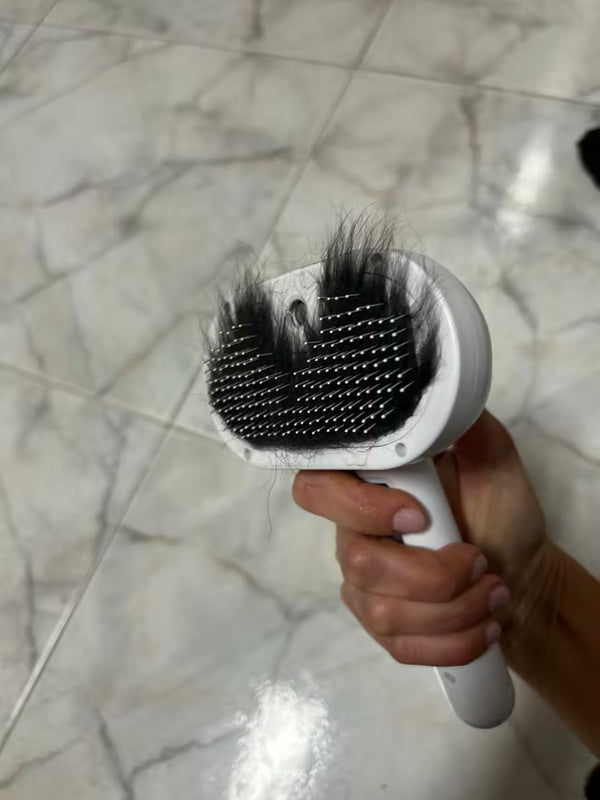 Pile of fur removed in a single pass with the FurClear self-cleaning deshedding brush