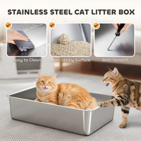 Stainless Steel Cat Litter Box – XL Enclosed with Scoop & Step