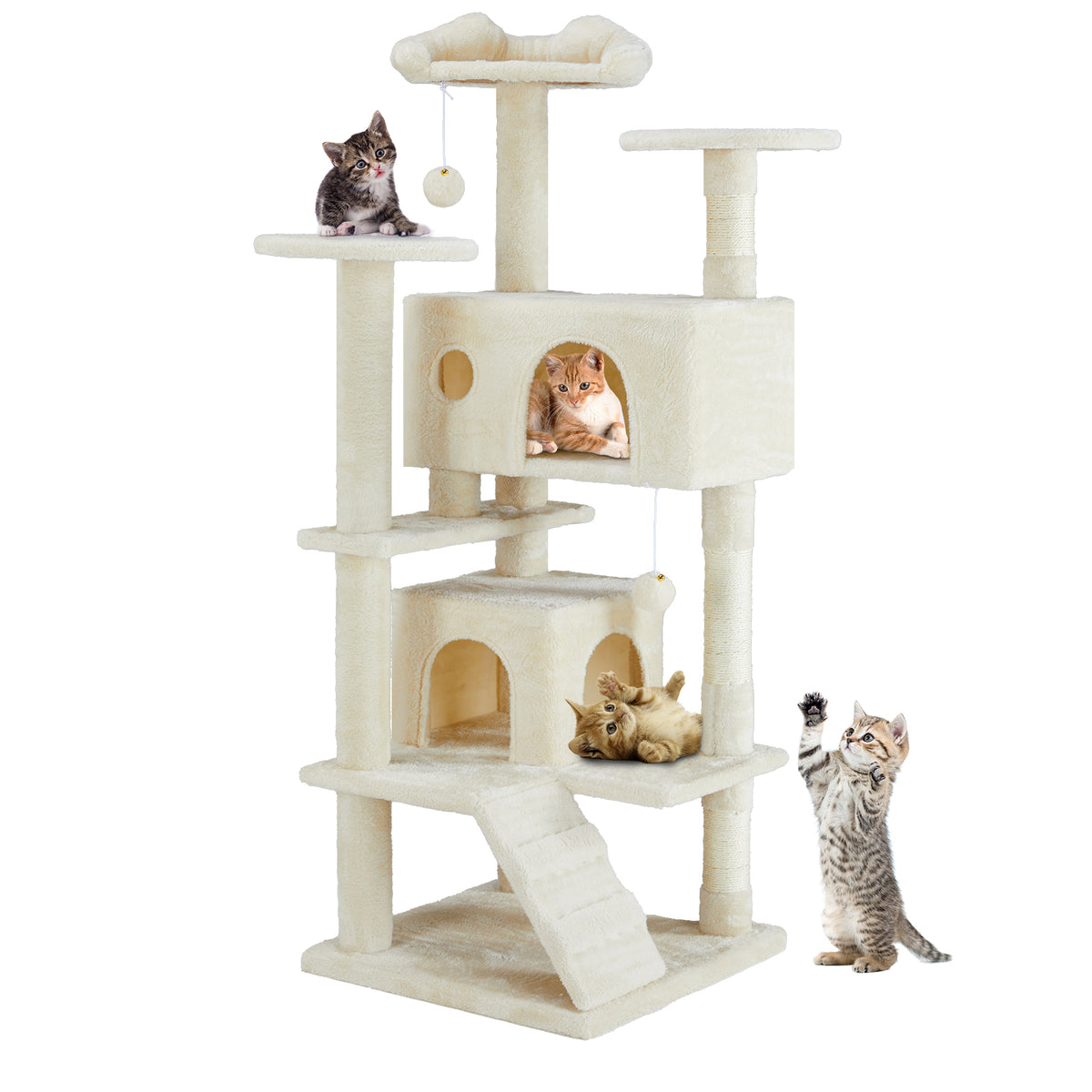 Cat Tree for Indoor Cats – Multi-Level Cat Treehouse with Sisal Scratching Posts